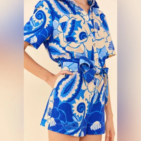 FARM Rio Blue Tropical Groove Romper - Picture 2 of 5